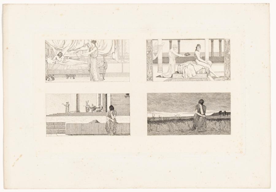 Venus im Gemache Amors / Psyche badend / Psyche im Hause der Venus / Psyche ausruhend (Amor und Psyche, Opus Vb, Bl. 17) (Venus in het vertrek van Amor / Psyche badend / Psyche in het huis van Venus / Psyche uitrustend (Amor en Psyche, Opus Vb, blad 17))