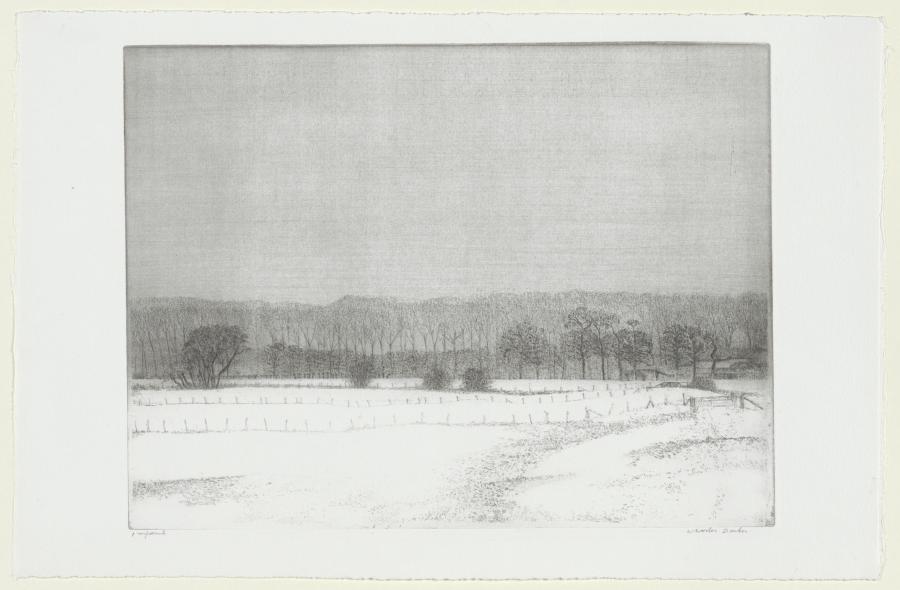 Sneeuwlandschap met  proefboerderij