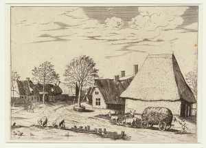 dorpsstraat-met-een-hooiwagen