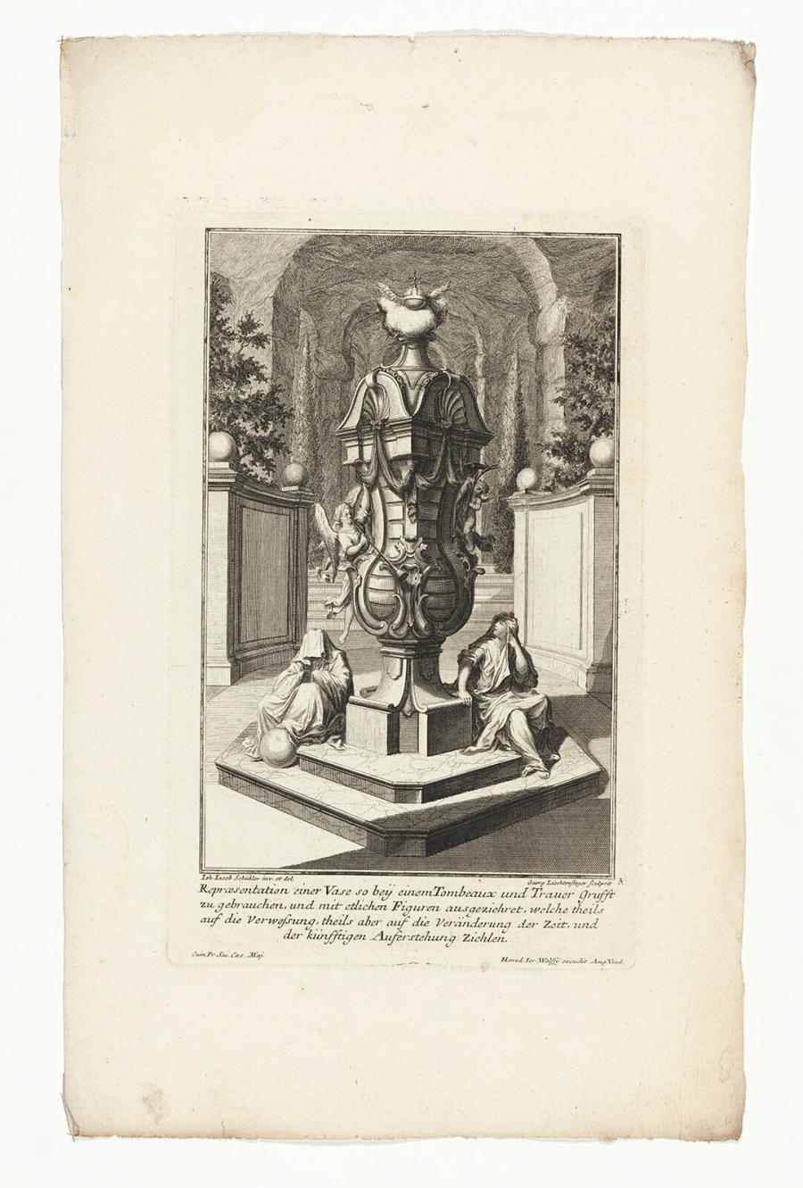 Garden vase with two seated figures