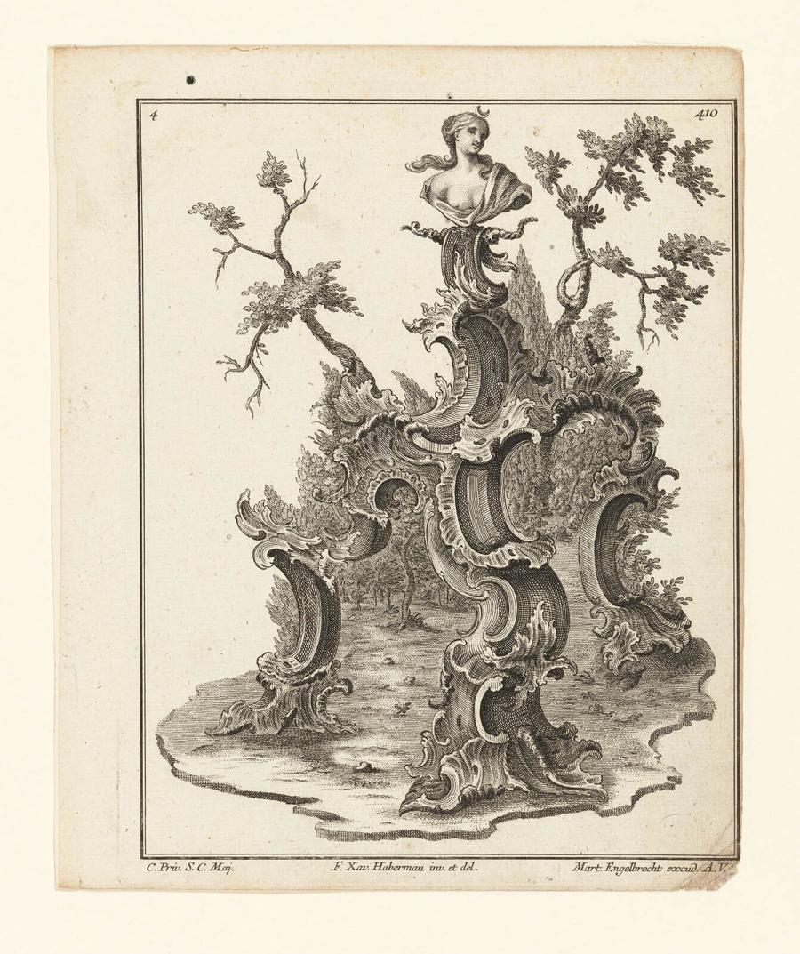 Rocaille Construction with Bust of Luna