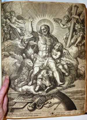 christus-in-de-wolken-omgeven-door-symbolen-van-de-apostelen