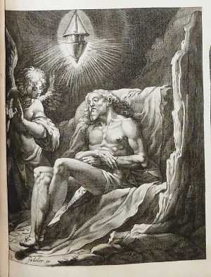 de-dode-christus-en-een-toekijkende-engel-onder-een-schijnende-lamp