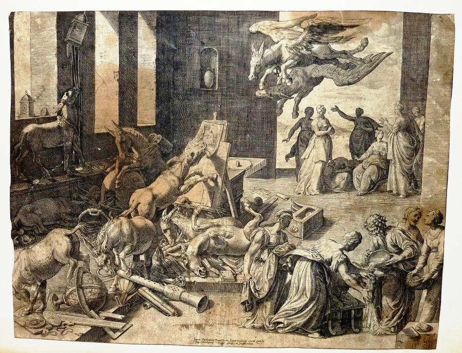 Ezels vernietigen een kunstkamer