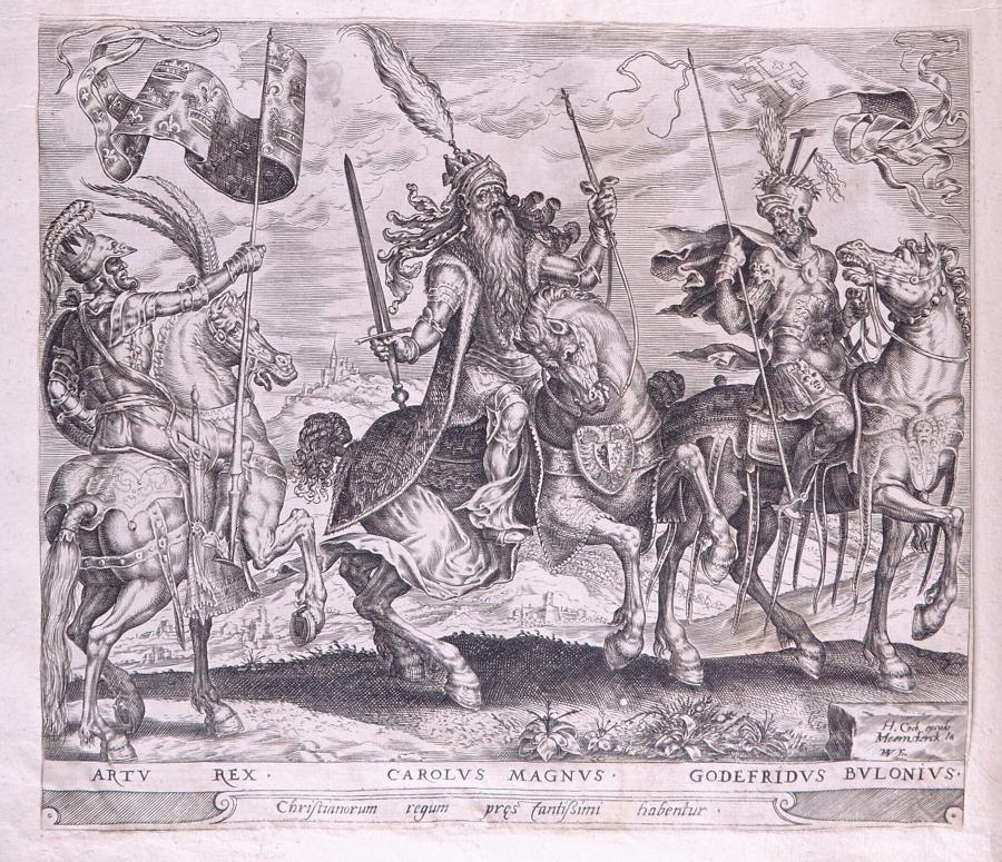 Koning Arthur, Karel de Grote en Godfried van Bouillon