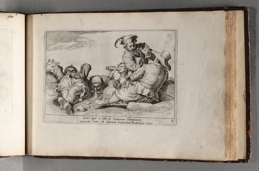 A Sleeping Man, a Man who is Trowing up and Men Who Are Drinking