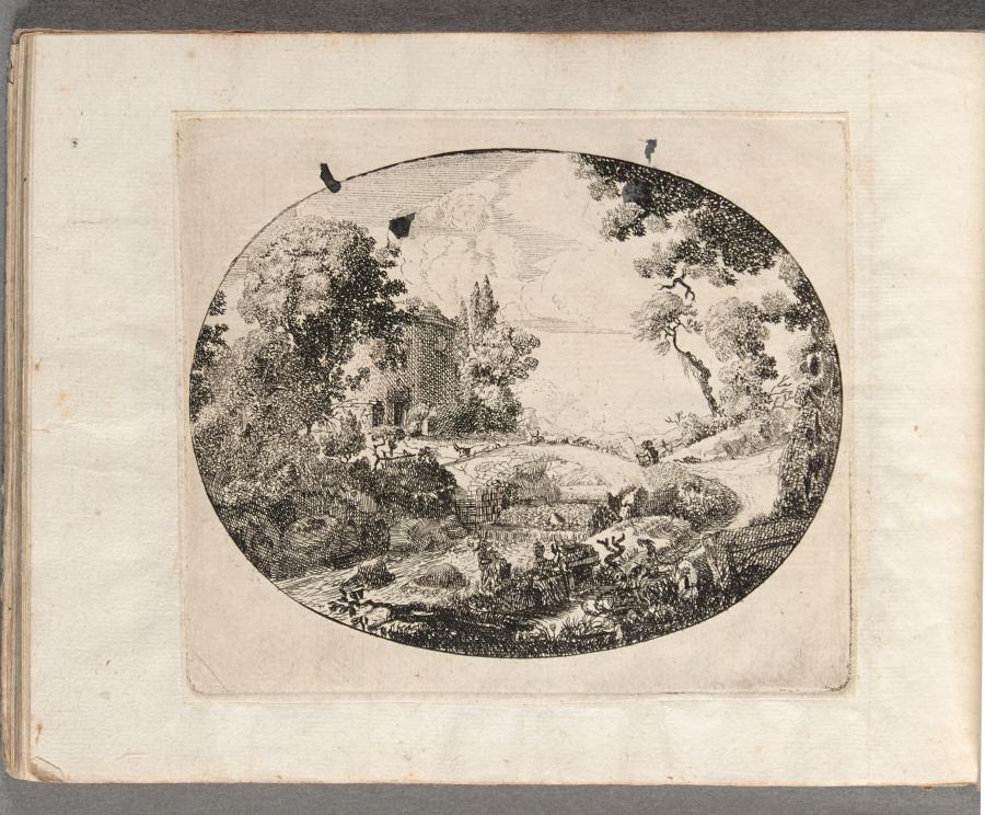 Landschap met een brug en figuren