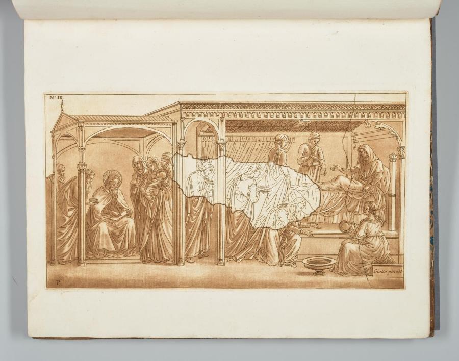 De geboorte en naamgeving van Johannes de Doper uit 'Pictures of Giotto in the Church of the Carmelites'