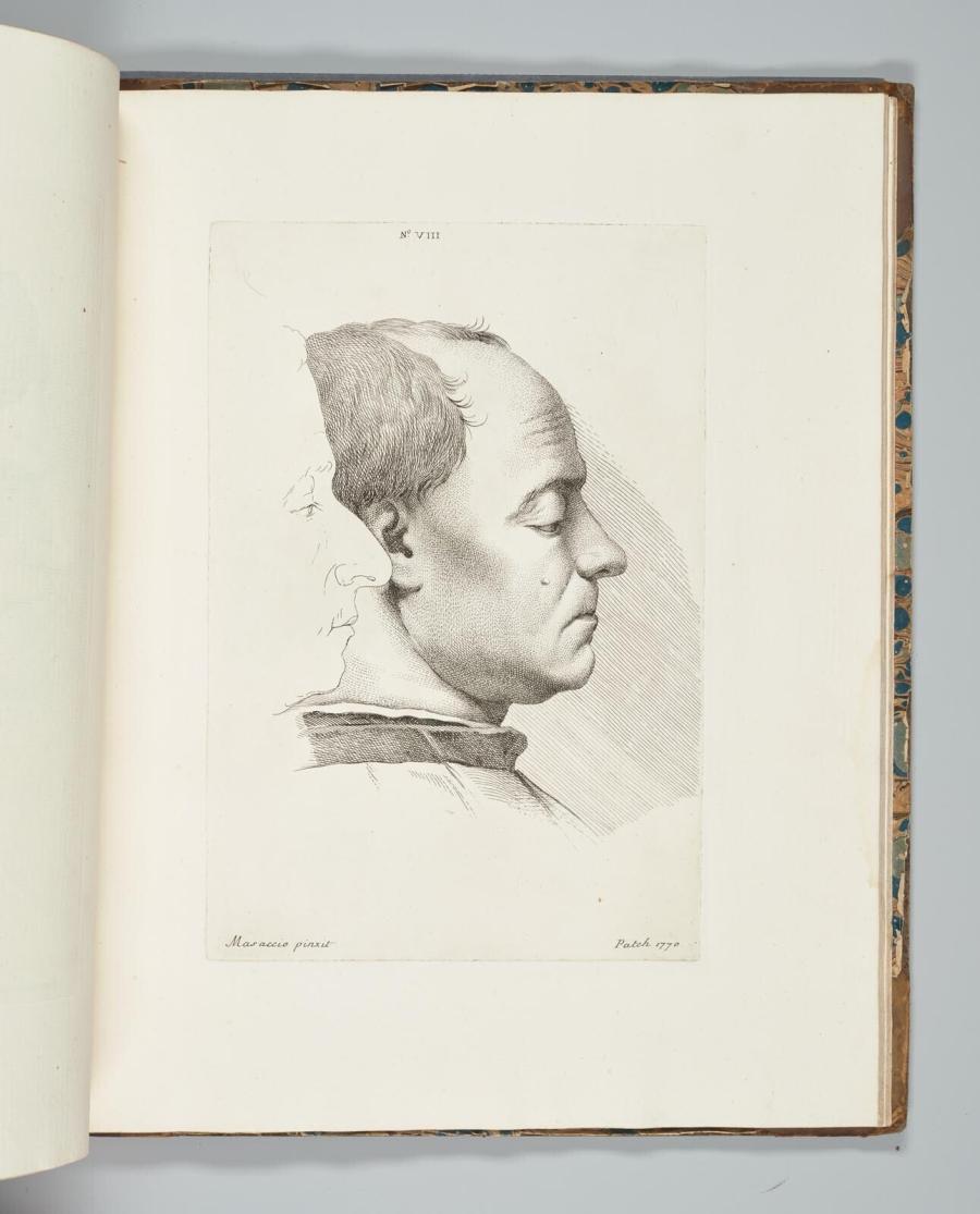 Twee hoofden in profiel uit 'The Life of the Celebrated Painter Masaccio'