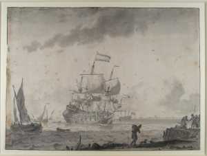 a-frigate-sails-into-a-port