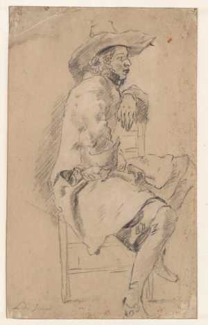 studie-van-een-jonge-man-zittend-op-een-stoel-gewend-naar-rechts