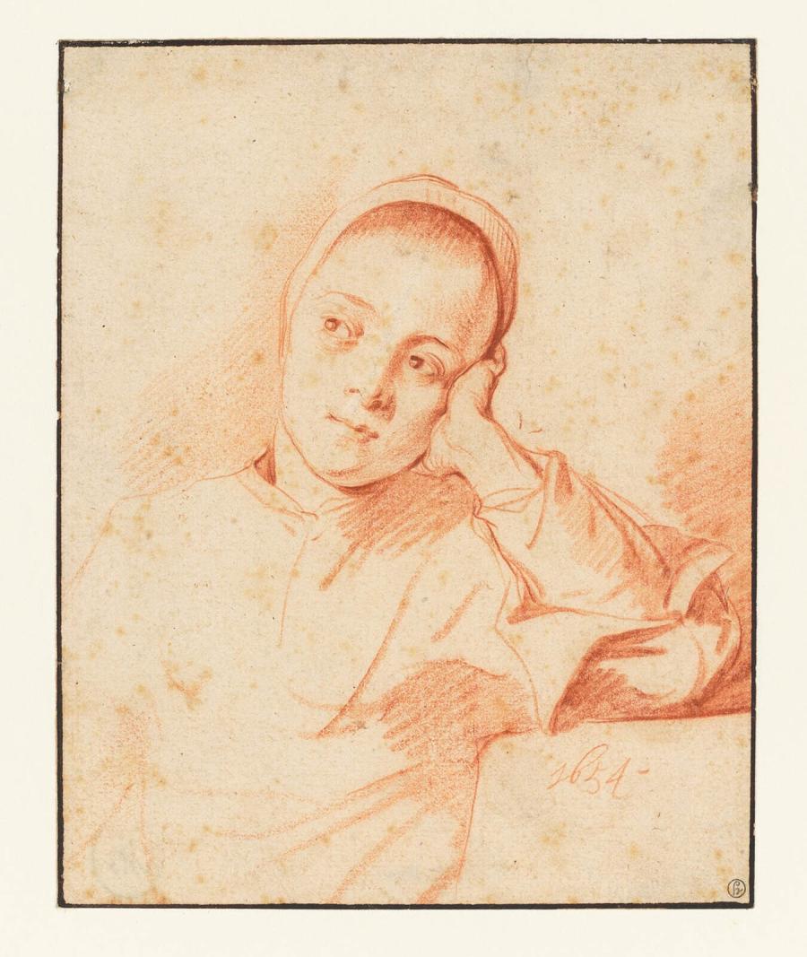 Young Woman Leaning on a Block