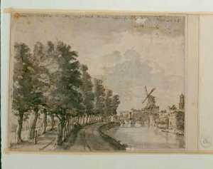 view-of-the-singel-in-utrecht-near-the-doornboom-with-the-de-klaarwater-windmill-in-the-distance