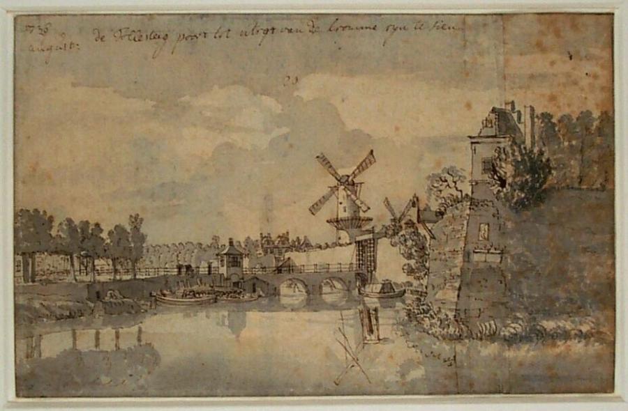 The City Wall of Utrecht Between the Bastions Manenburg and Sterrenburg with the Tolsteegpoort and the Windmill on the Bijlhouwerstoren