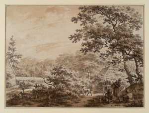 Forest View with Houses and Figures in the Brakels Bos, belonging to the Saxenburg Farmstead in Bloemendaal near Haarlem (Province of Noord-Holland)