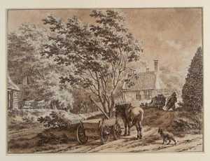 bosgezicht-met-huizen-en-figuren-bij-de-toegang-tot-het-brakels-bos-behorend-bij-de-hofstede-saxenburg-te-bloemendaal-bij-haarlem-provincie-noord-holland