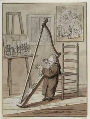 a-dwarf-playing-the-harp-in-a-room-with-paintings