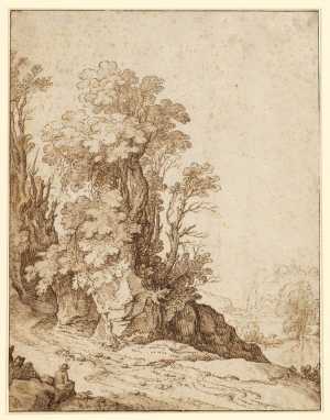 rocky-landscape-with-a-resting-figure