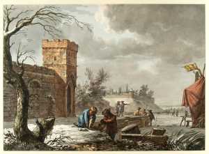 winter-landscape-with-people-on-the-ice-near-a-city-wall-with-a-fortress-beyond