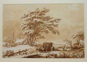 landscape-with-a-wood-cart-under-a-tall-tree-a-village-beyound