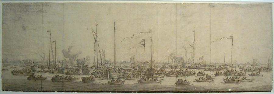 Fireworks on the River Thames in Front of Whitehall, the Day after the Coronation of James II, 23 April 1685