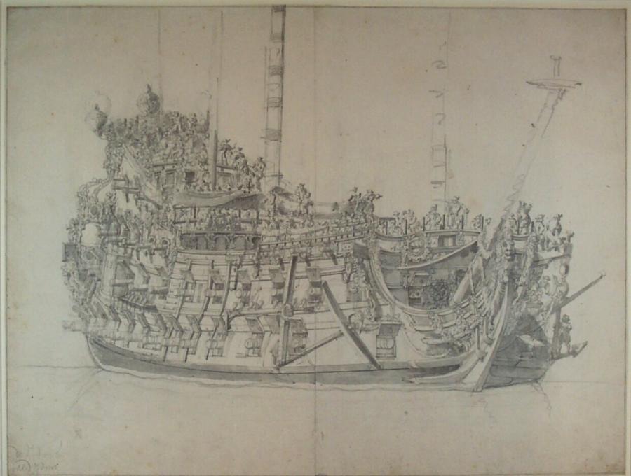 The English ship 'James', second rate, built 1634, 70 guns, renamed 'Old James' 1660 Museum