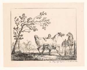 soldier-rubbing-down-his-horse