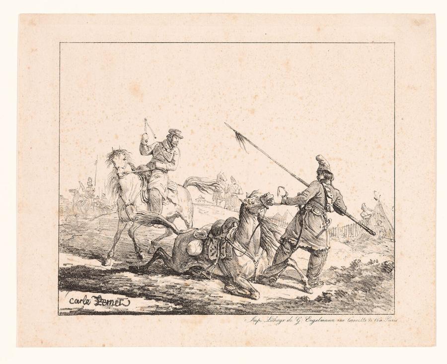 A Cossack with his fallen Horse