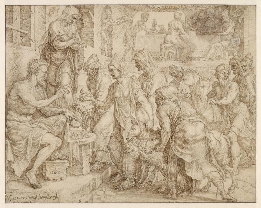 Job ontvangt geschenken

