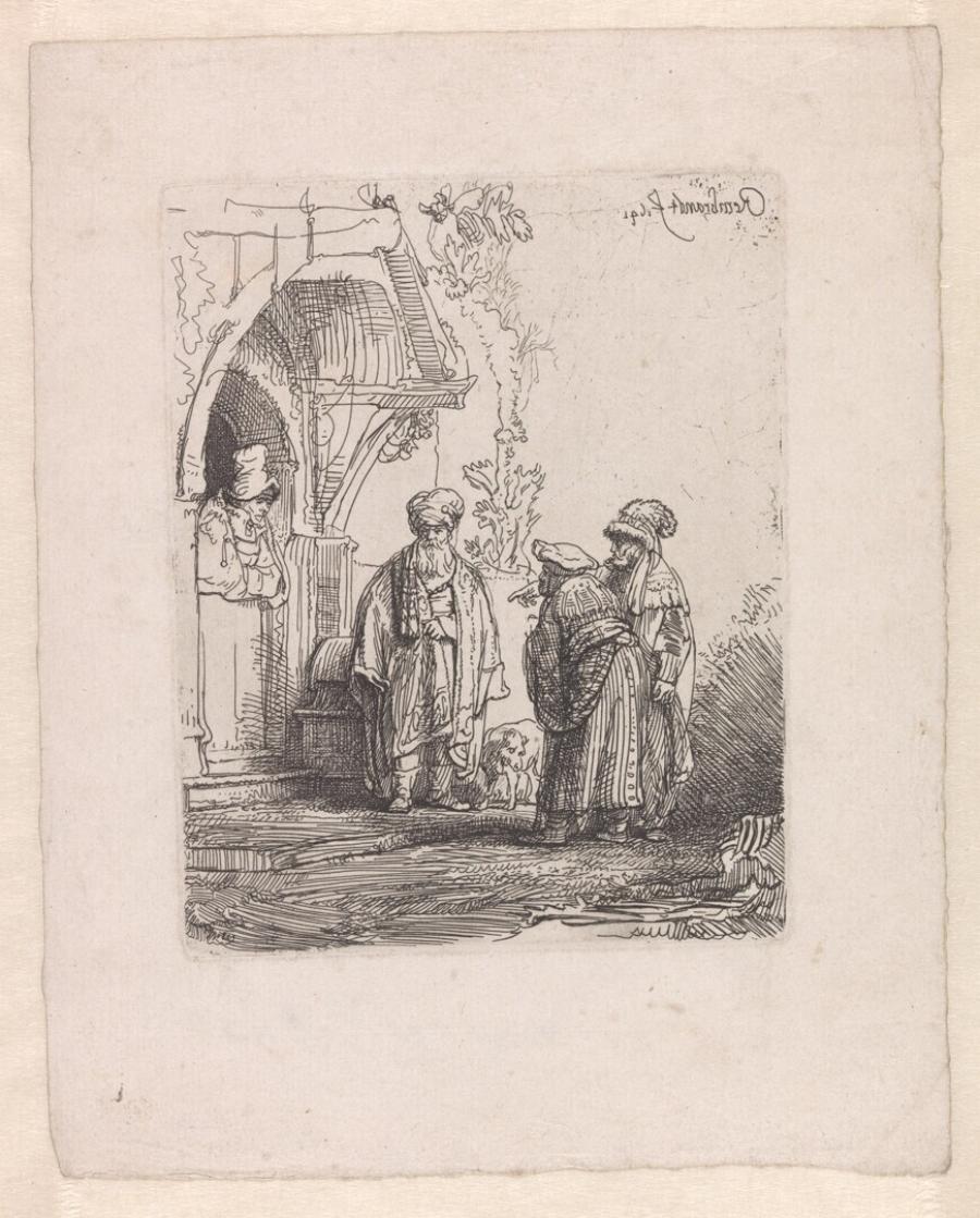 Three Oriental Figures (Jacob and Laban?)