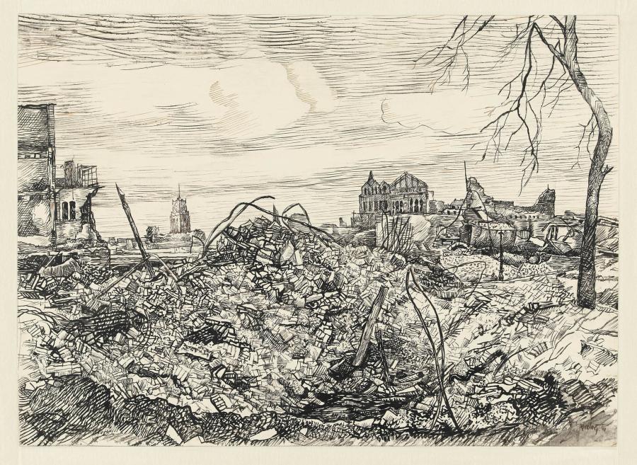 Ruins of the Eerste Rotterdamse Openluchtschool and the Juncker Bicycle Factory at the Leuvehaven