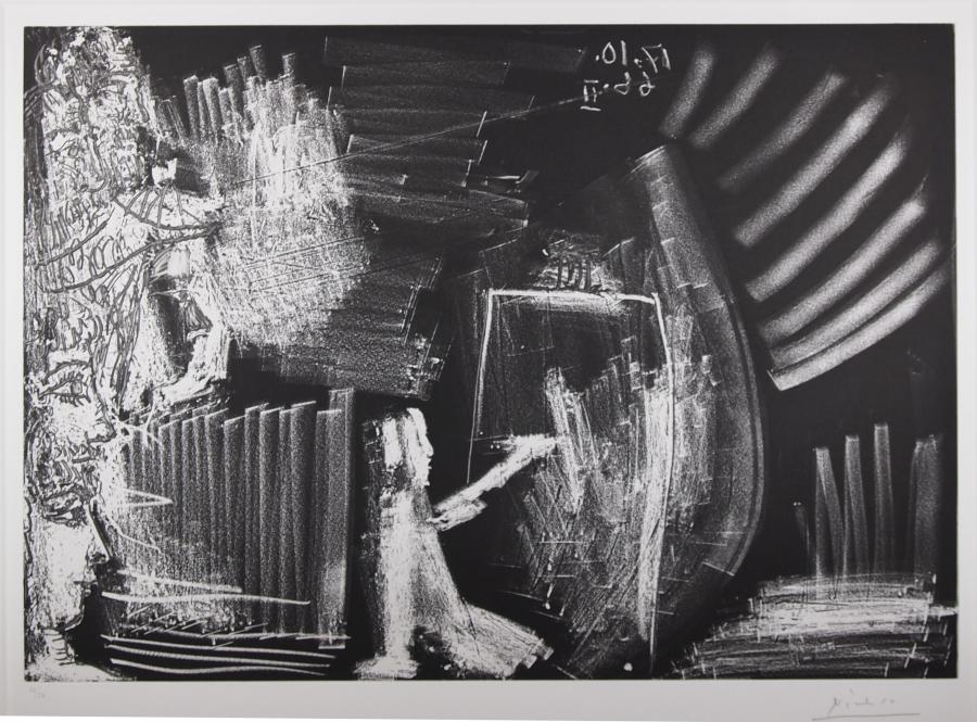 Knielende schilder met toeschouwers