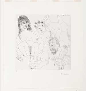 paar-in-de-open-lucht-met-een-putto-met-bloemenkrans