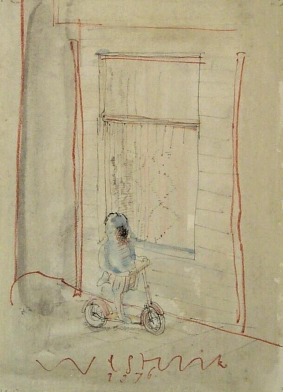 Kind op step in straat