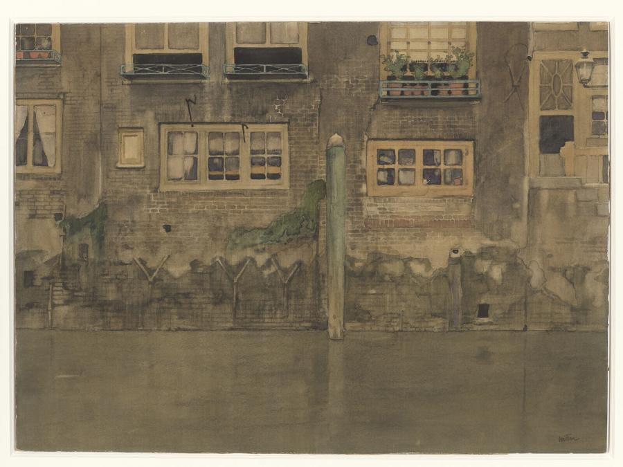 Achtergevels van huizen aan de Voorstraatshaven, Dordrecht (provincie Zuid-Holland)