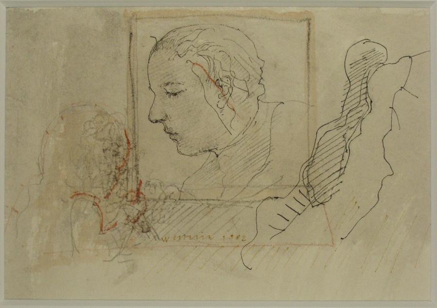 Mother with drawing child