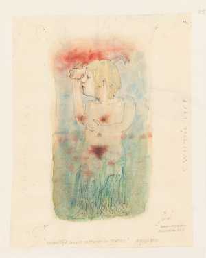 Female nude with child and grasses