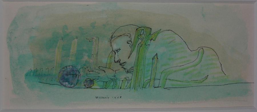 Man met bal tussen het gras