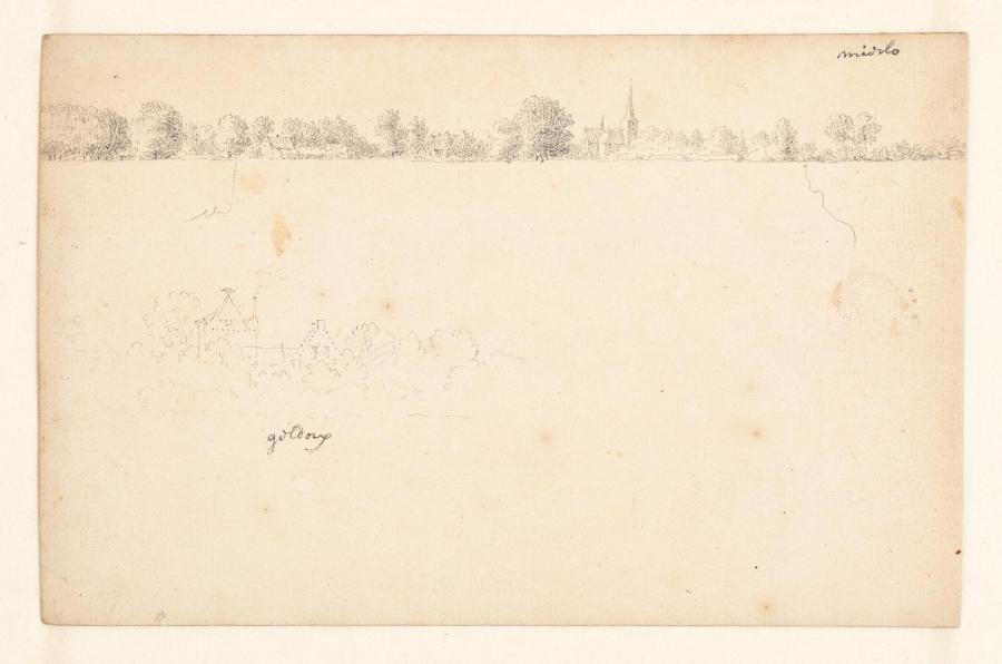 Schetsboekblad met gezichten op Mierlo en Geldrop