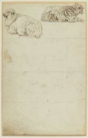 one-of-seven-sheets-with-studies-from-a-lost-drawing-book-two-sheep-lying-down