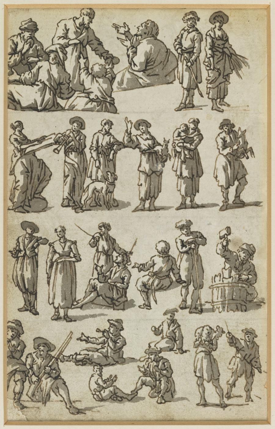 One of Seven Sheets with Studies from a Lost Drawing-Book: People and their Daily Pursuits