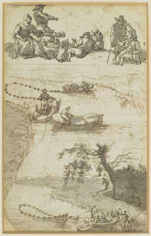 one-of-seven-sheets-with-studies-from-a-lost-drawing-book-countrymen-resting-and-two-compositions-with-fishermen-in-boats