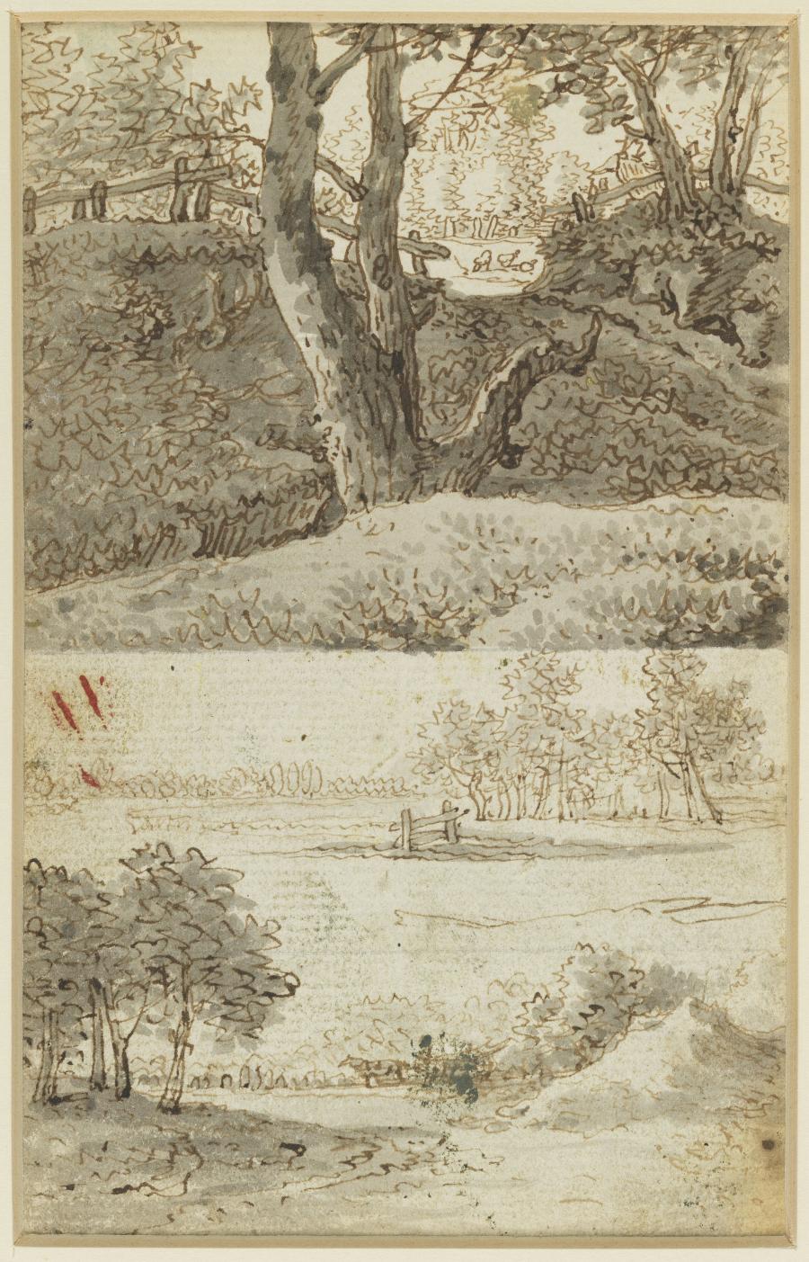 One of Seven Sheets with Studies from a Lost Drawing-Book: Two Landscapes with Trees