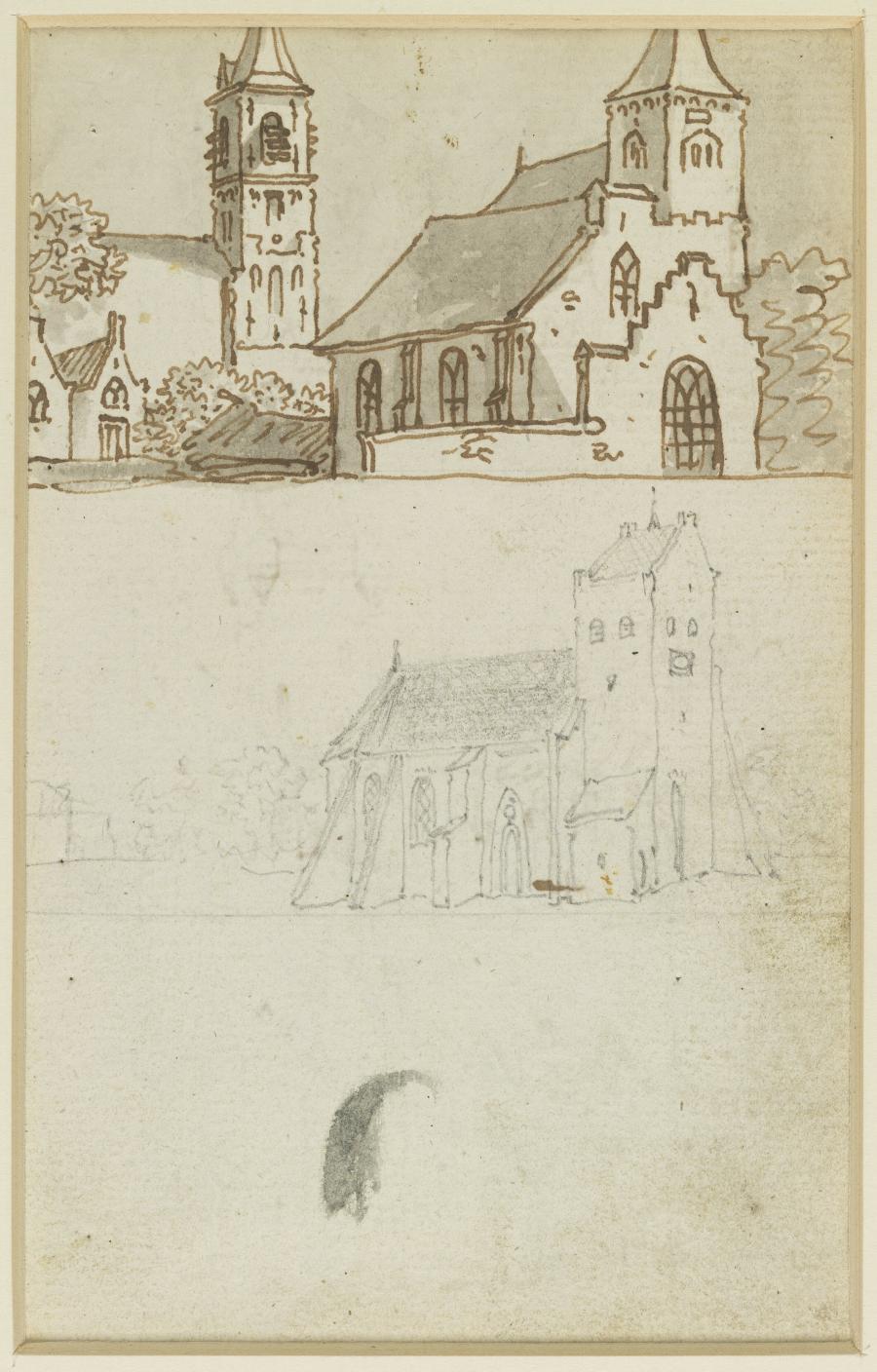 One of Seven Sheets with Studies from a Lost Drawing-Book: Three Churches