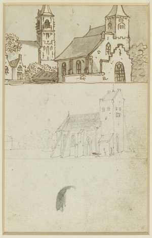 one-of-seven-sheets-with-studies-from-a-lost-drawing-book-three-churches