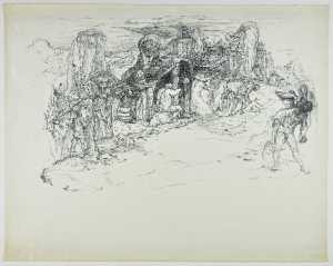 untitled-surrealistic-landscape-with-a-man-attacked-by-a-bird