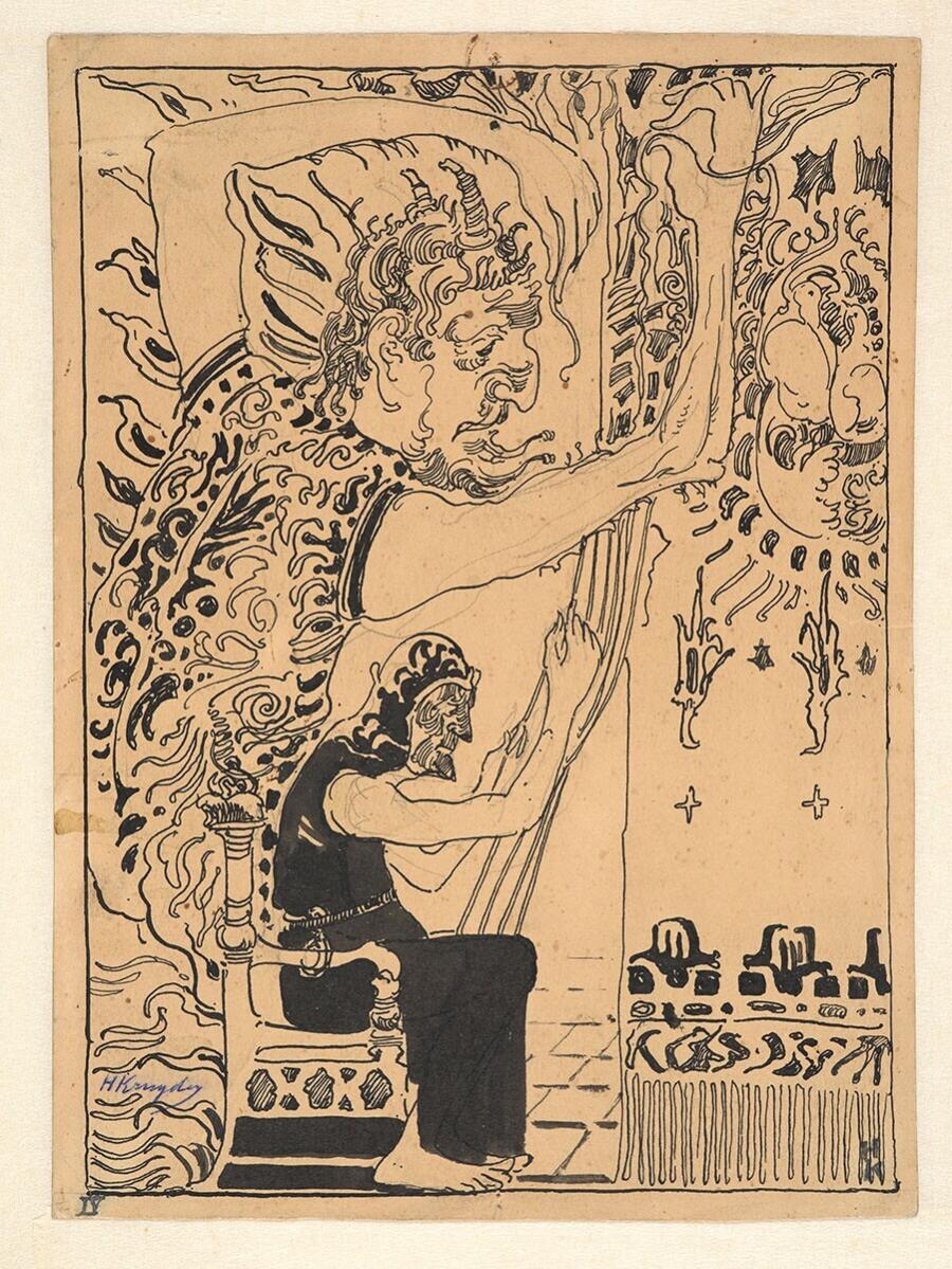 Een figuur met zijn schaduw