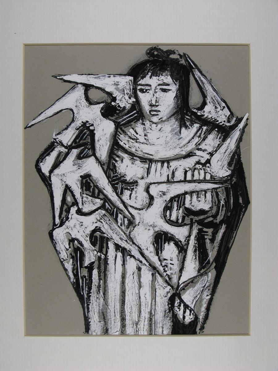 Standing Woman with Birds around her