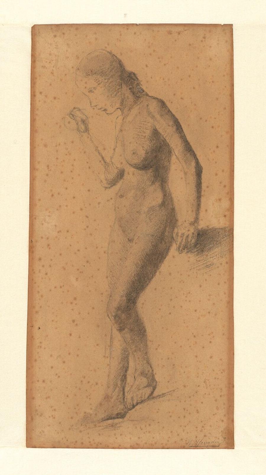 Staand vrouwelijk naakt met vrucht