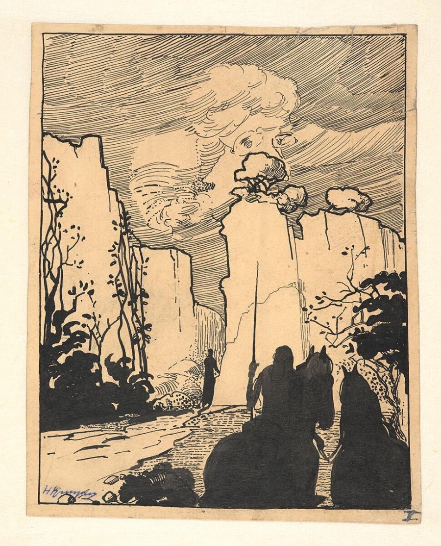 Ruiters in een landschap